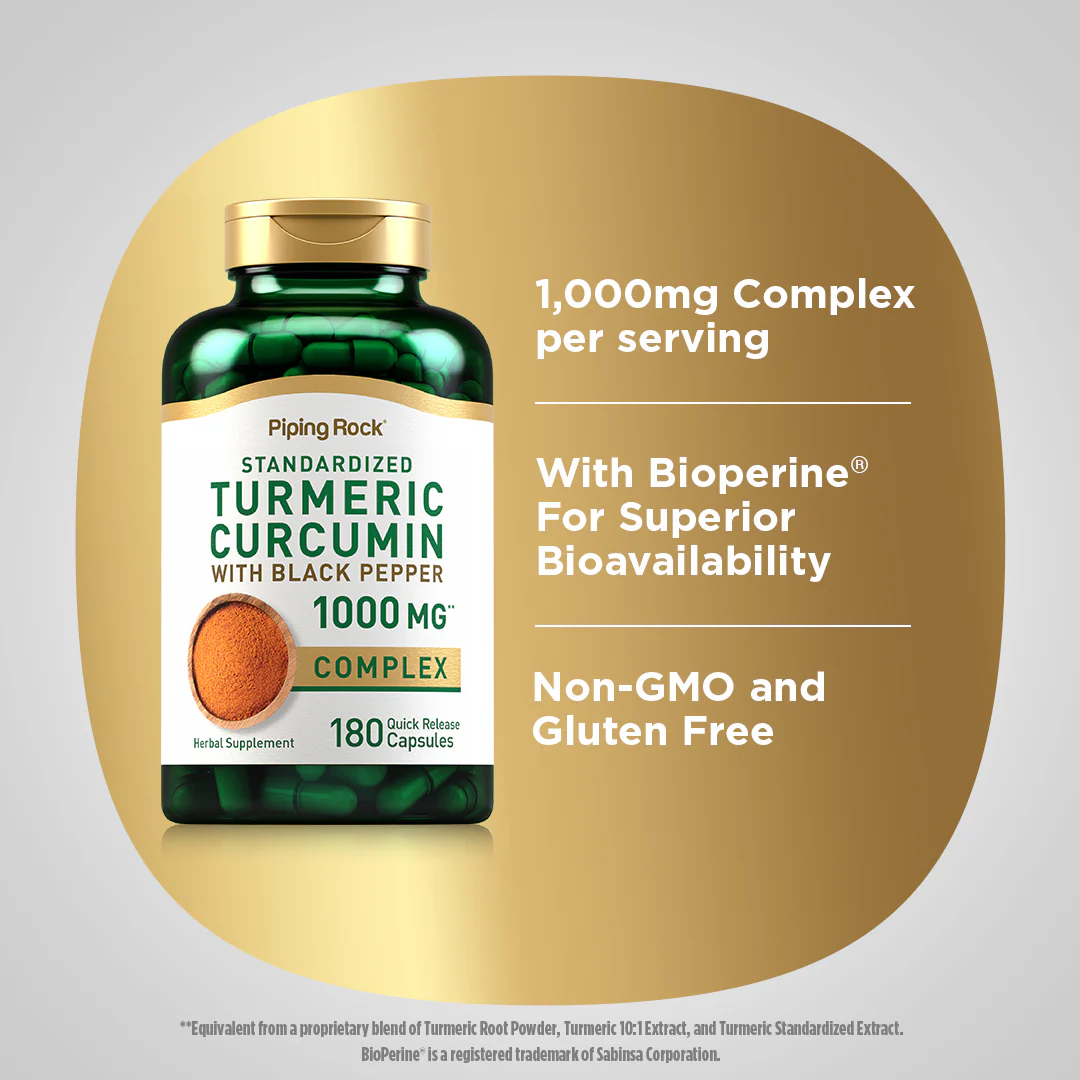 Standardized Turmeric Curcumin Complex w/ Black Pepper, 1000 mg, 180 Quick Release Capsules, 2  Bottles - Image 4