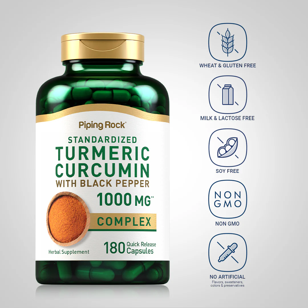 Standardized Turmeric Curcumin Complex w/ Black Pepper, 1000 mg, 180 Quick Release Capsules, 2  Bottles - Image 5