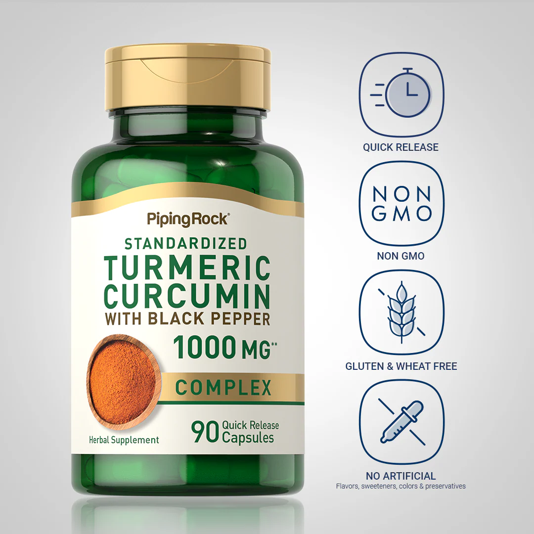 Standardized Turmeric Curcumin Complex w/ Black Pepper, 1000 mg, 90 Quick Release Capsules - Image 5