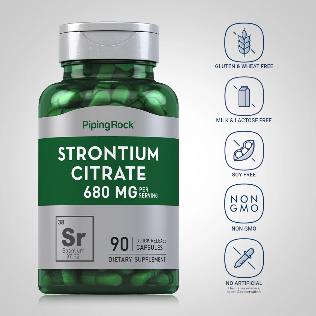 Strontium Citrate, 680 mg (per serving), 90 Quick Release Capsules - Image 12