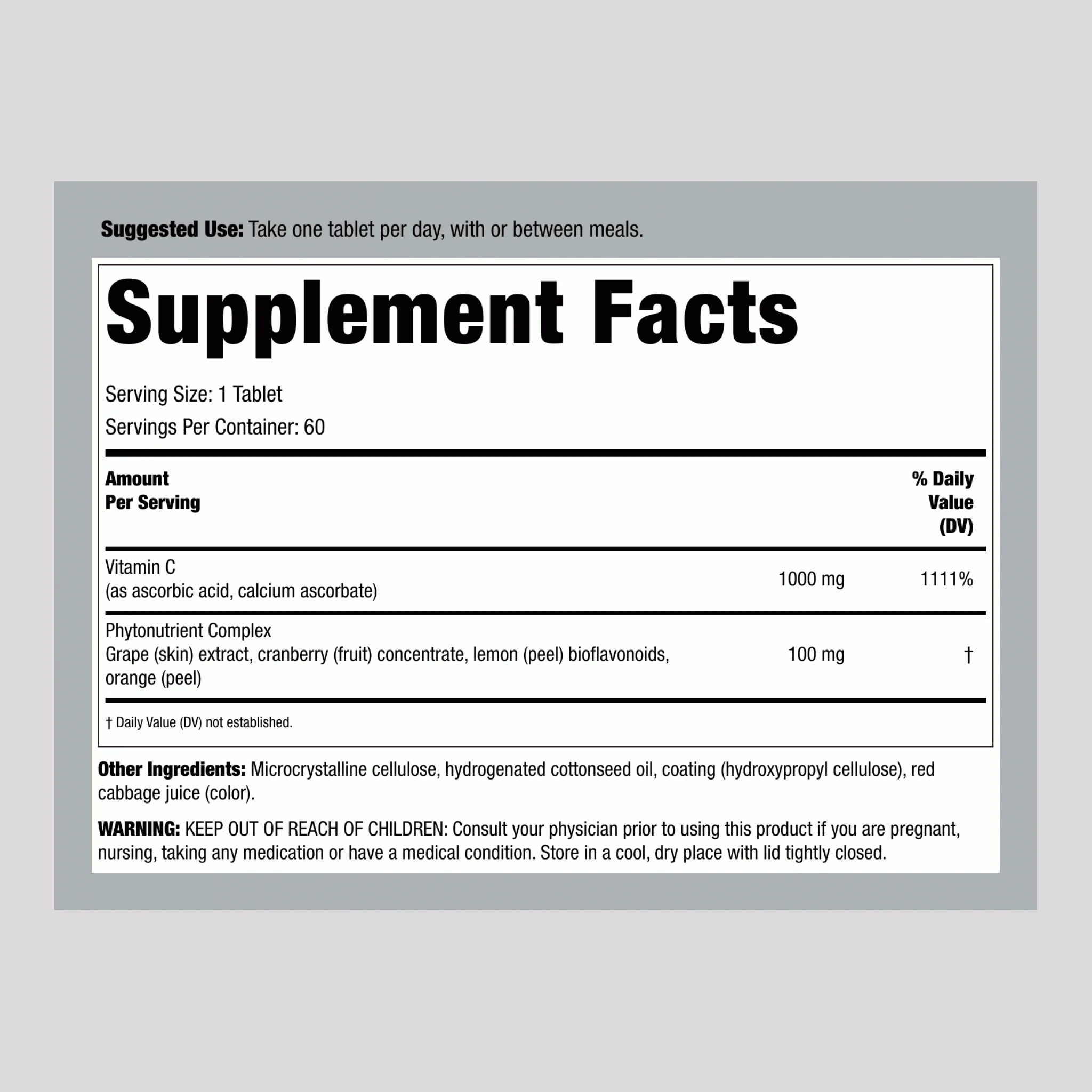 Super C 1,000 mg + Real Food Nutrients, 60 Vegan Caplets - Image 2
