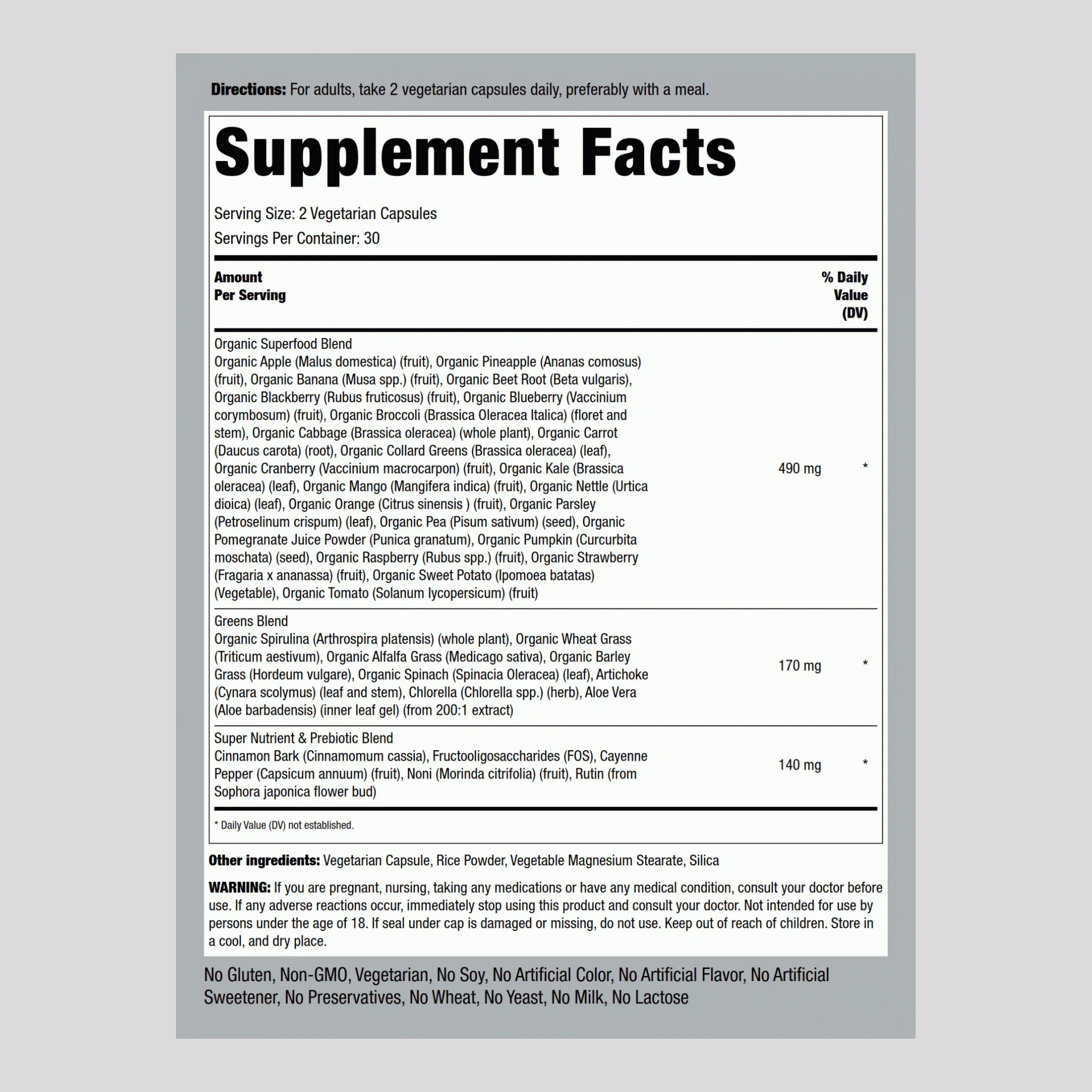Super Fruits and Veggies, 60 Vegetarian Capsules - Image 2