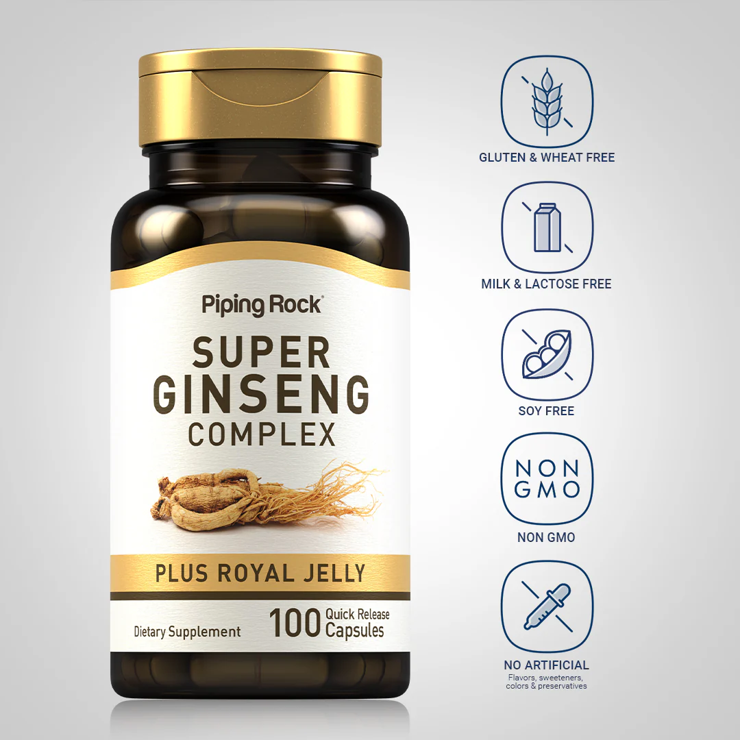Super Ginseng Complex Plus Royal Jelly, 100 Quick Release Capsules - Image 5