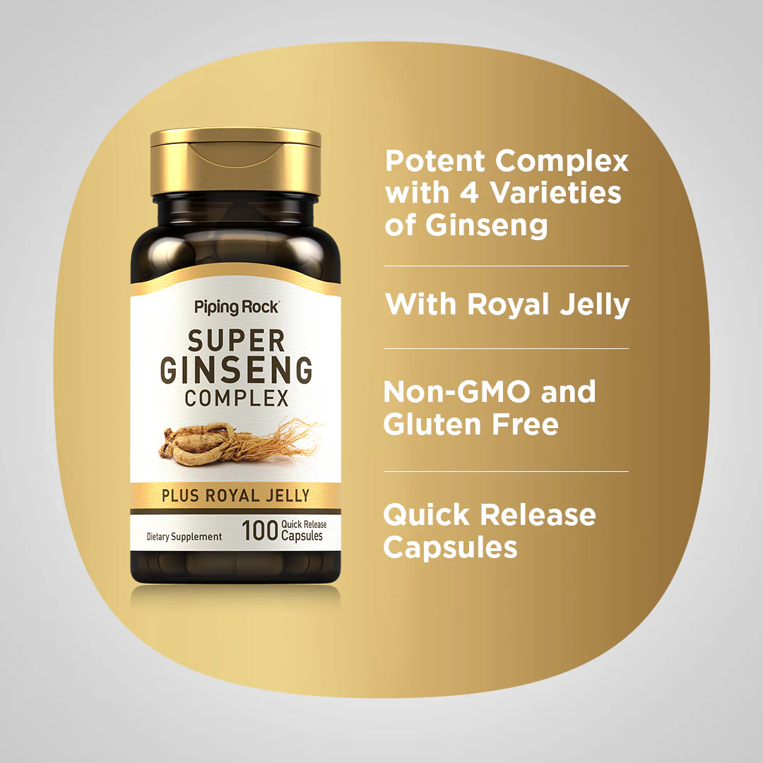 Super Ginseng Complex Plus Royal Jelly, 100 Quick Release Capsules, 2  Bottles - Image 4