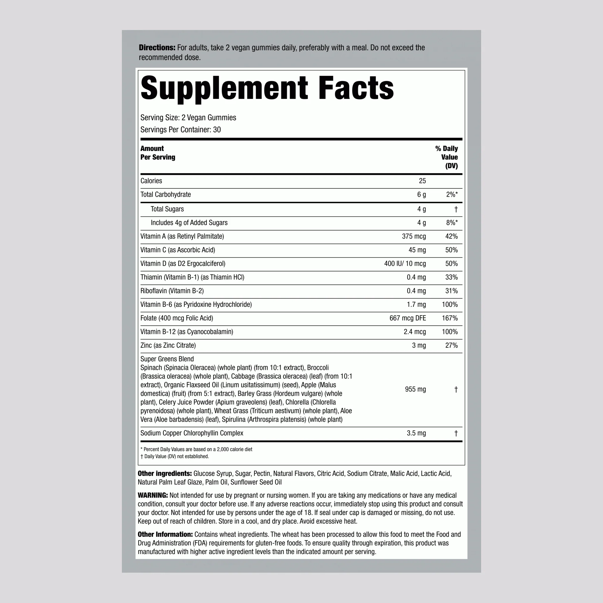 Super Greens 10 (Delicious Apple), 60 Gummies - Image 2