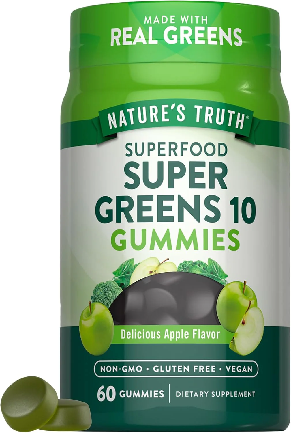Super Greens 10 (Delicious Apple), 60 Gummies - Image 3