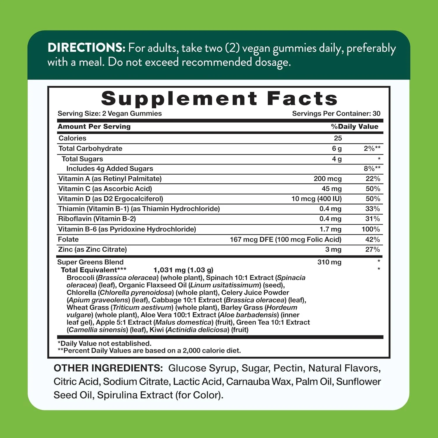 Super Greens 10 (Delicious Apple), 60 Gummies - Image 4