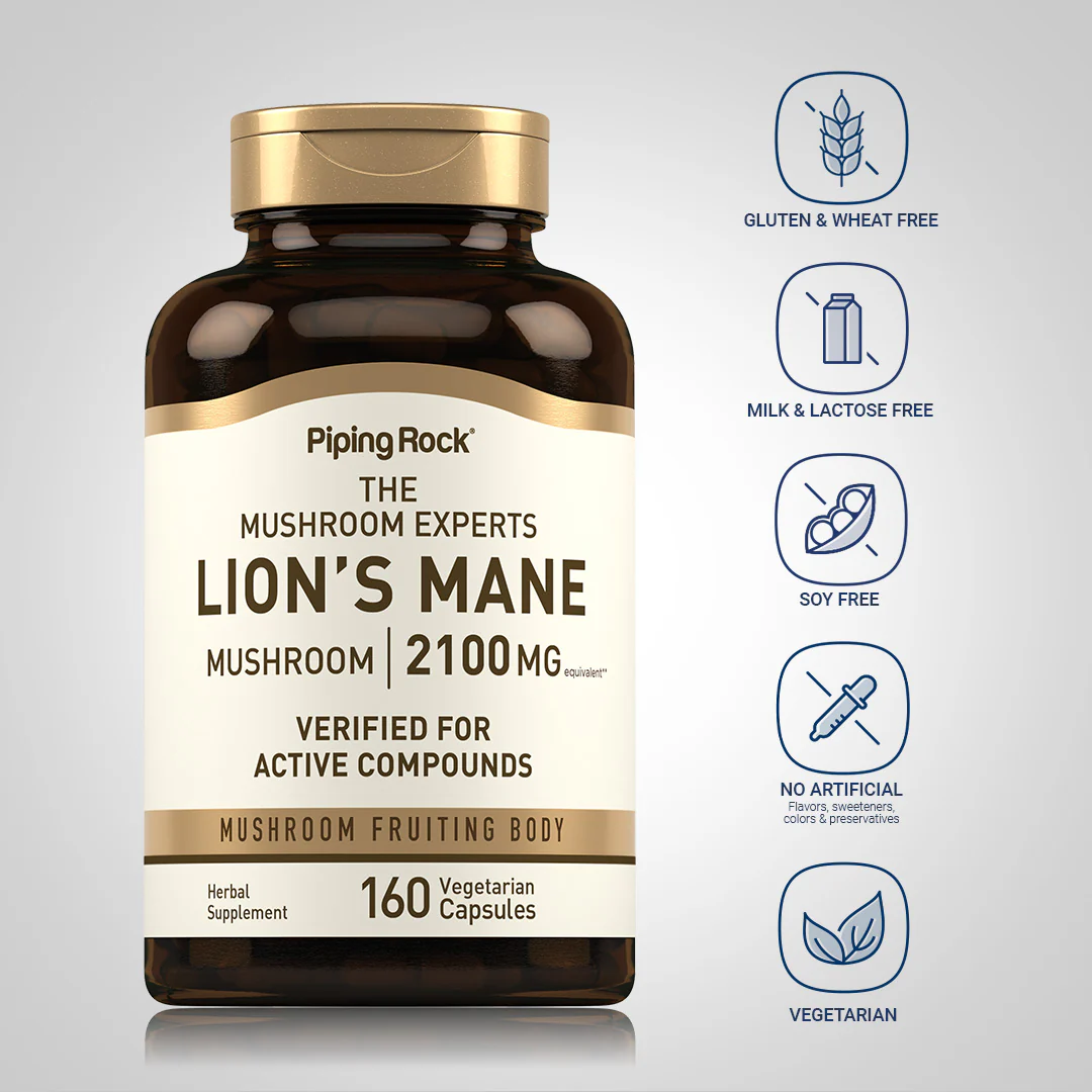 Super Lion's Mane Mushroom, 2100 mg, 160 Vegetarian Capsules - Image 6