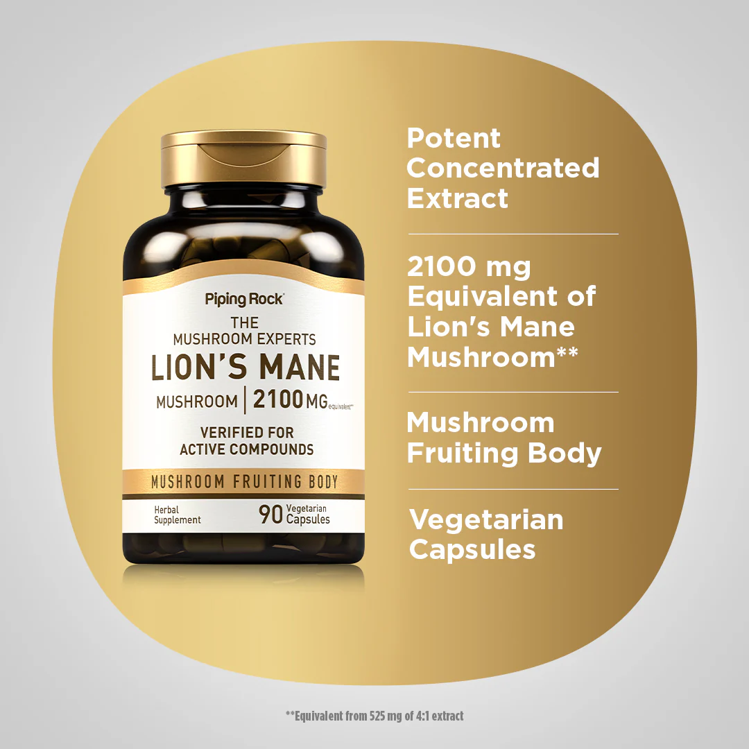 Super Lion's Mane Mushroom, 2100 mg, 90 Vegetarian Capsules - Image 4