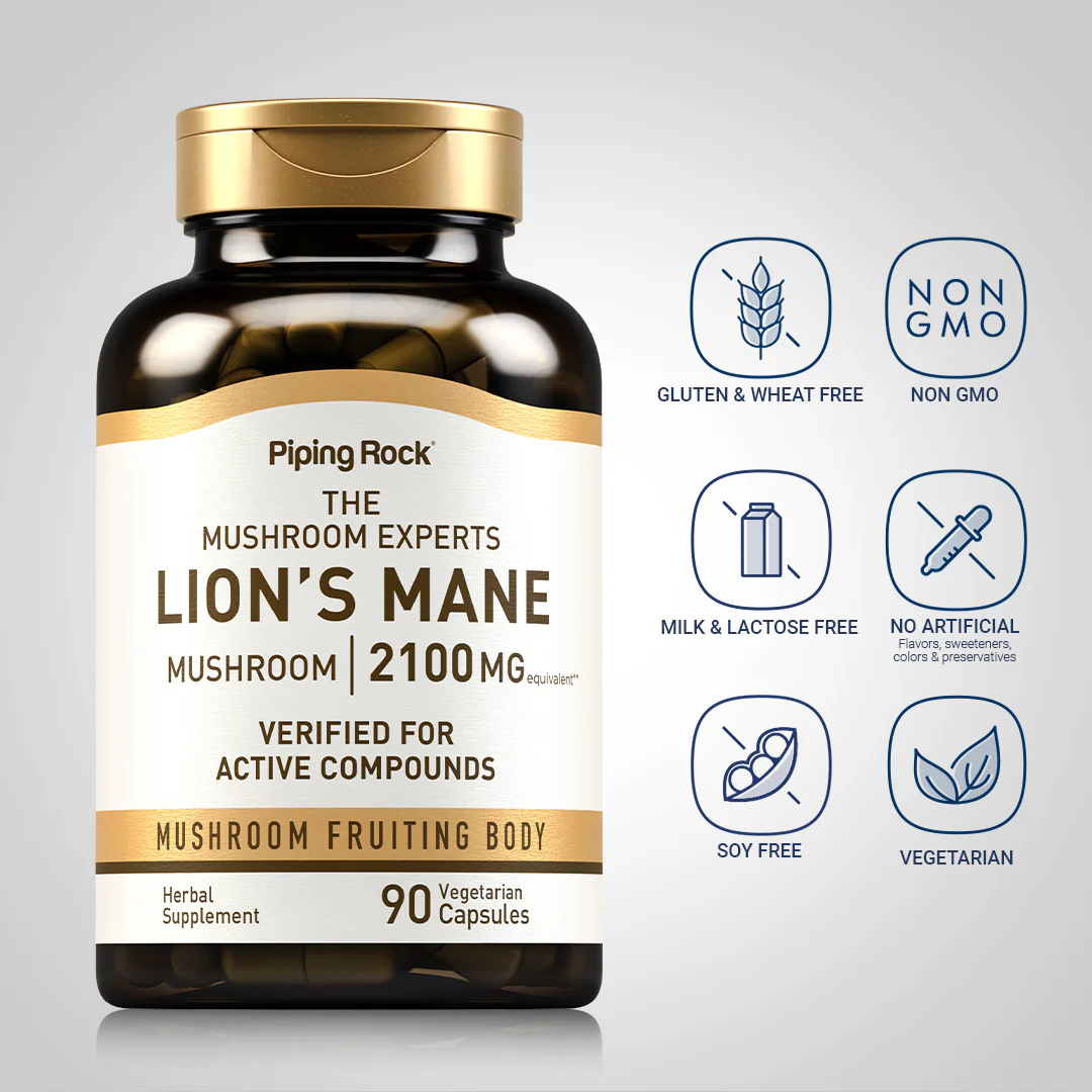 Super Lion's Mane Mushroom, 2100 mg, 90 Vegetarian Capsules - Image 5