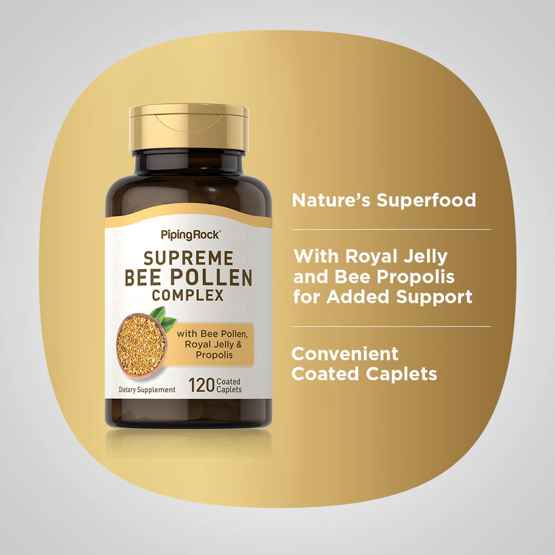 Supreme Bee Pollen Complex, 120 Coated Caplets, 2  Bottles - Image 4