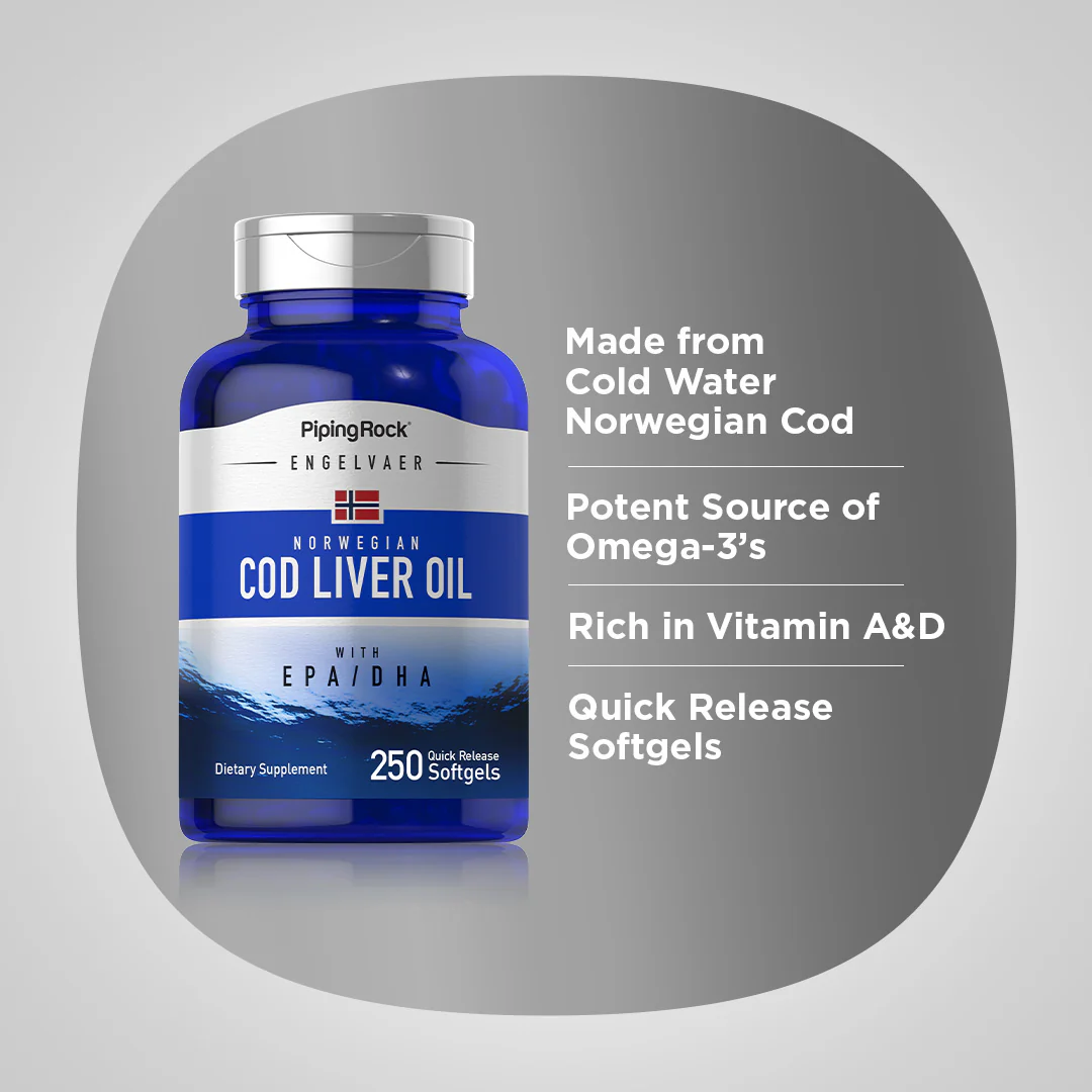 Supreme Engelvaer Norwegian Cod Liver Oil, 250 Quick Release Softgels, 2  Bottles - Image 4