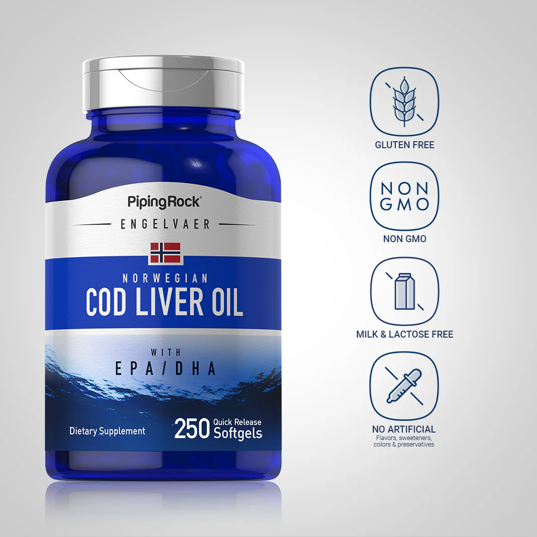 Supreme Engelvaer Norwegian Cod Liver Oil, 250 Quick Release Softgels, 2  Bottles - Image 5