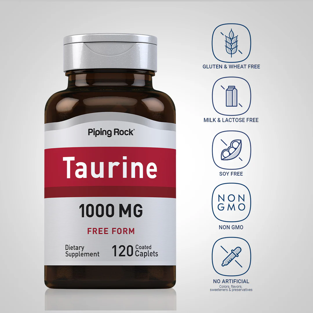 Taurine, 1000 mg, 120 Coated Caplets, 2  Bottles - Image 5