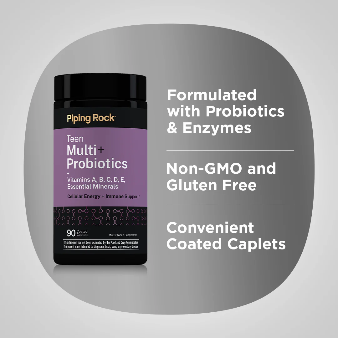 Teen Multi + Probiotics, 90 Coated Caplets, 2  Bottles - Image 3