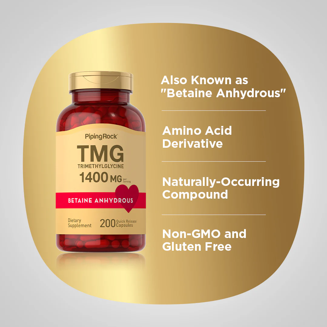 TMG (Trimethylglycine), 1400 mg (per serving), 200 Quick Release Capsules - Image 3