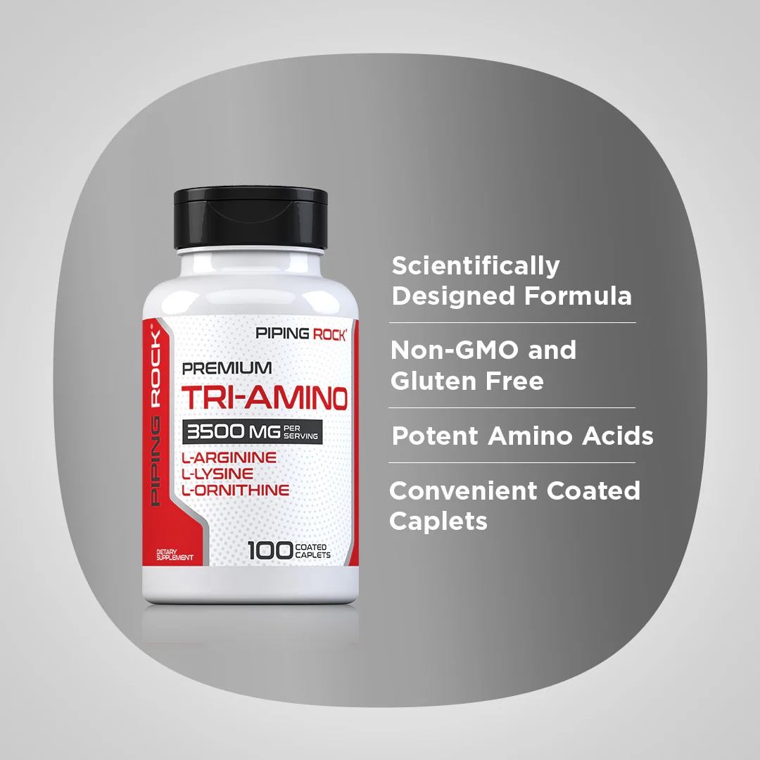 Tri Amino L-Arginine L-Ornithine L-Lysine, 100 Coated Caplets - Image 4