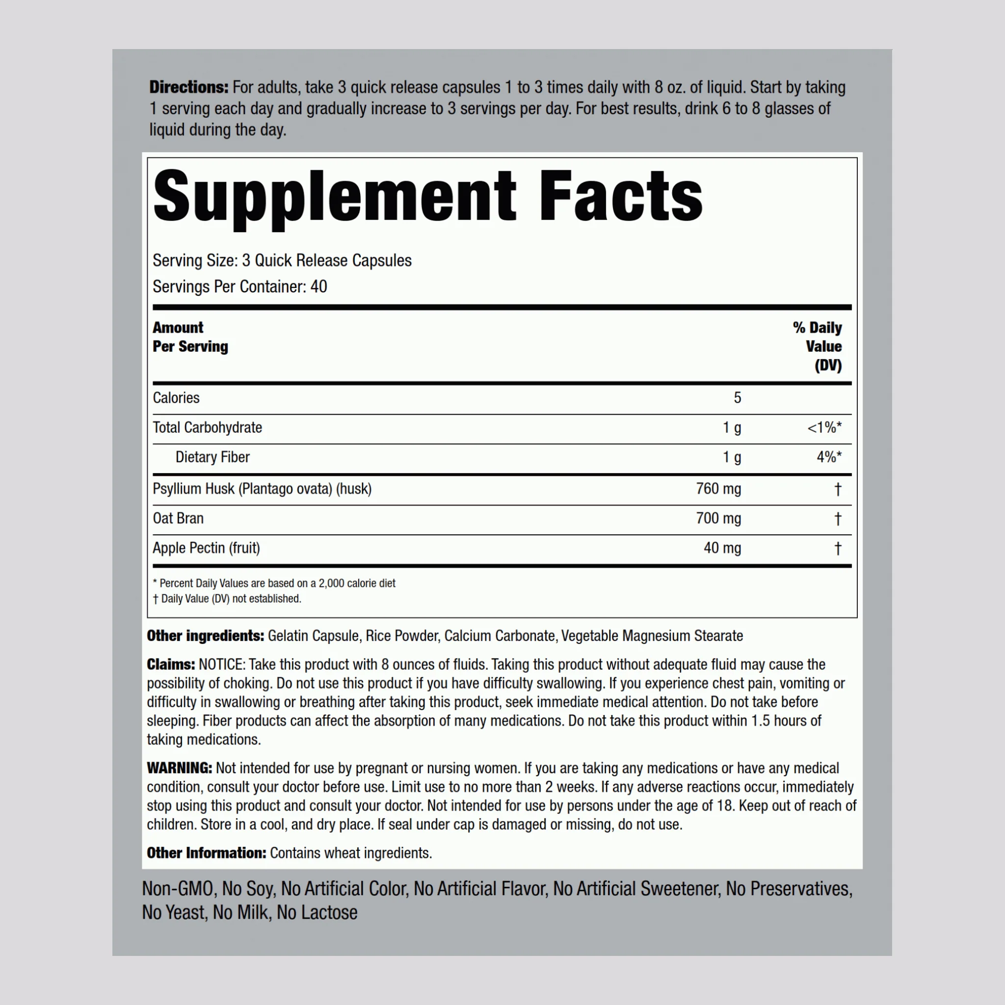 Triple Action Fiber Complex, 120 Quick Release Capsules - Image 2
