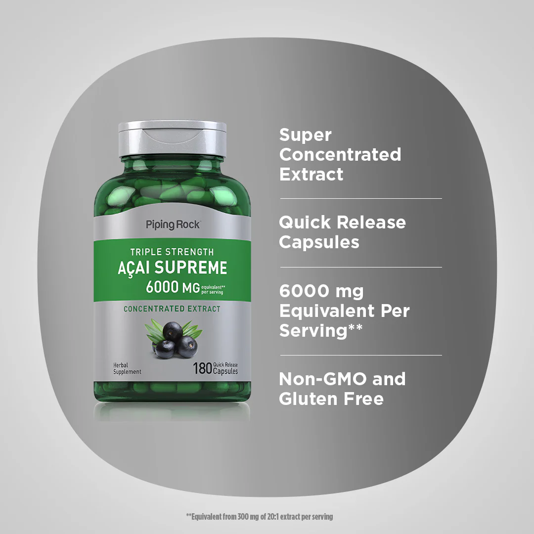 Triple Strength Acai Supreme, 6000 mg (per serving), 180 Quick Release Capsules - Image 4