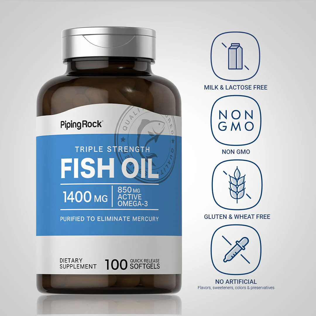 Triple Strength Omega-3 Fish Oil 1400 mg (850 mg Active Omega-3), 100 Quick Release Softgels - Image 5