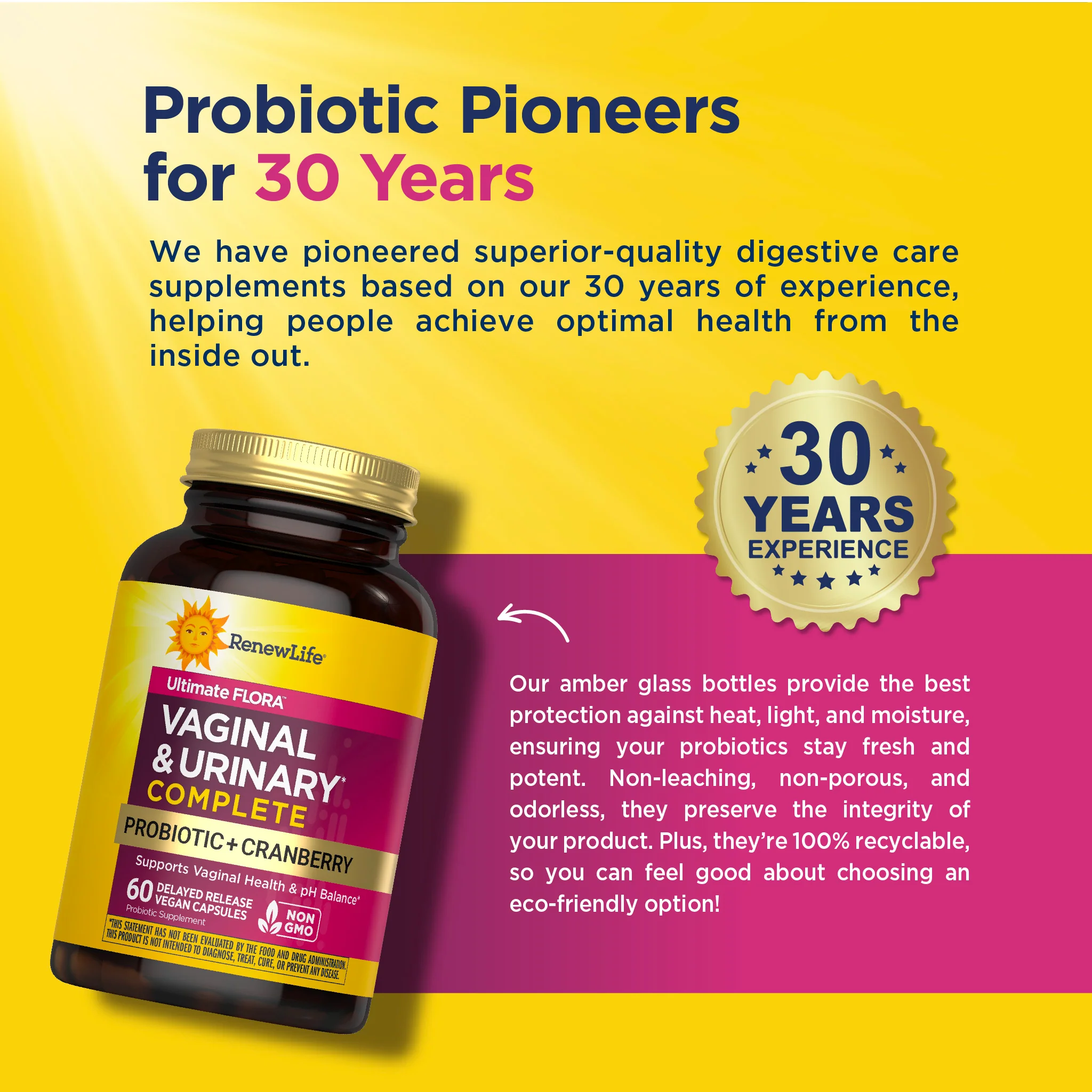 Ultimate Flora Vaginal & Urinary Complete + Probiotic & Cranberry, 60 Delayed Release Vegan Caps - Image 8