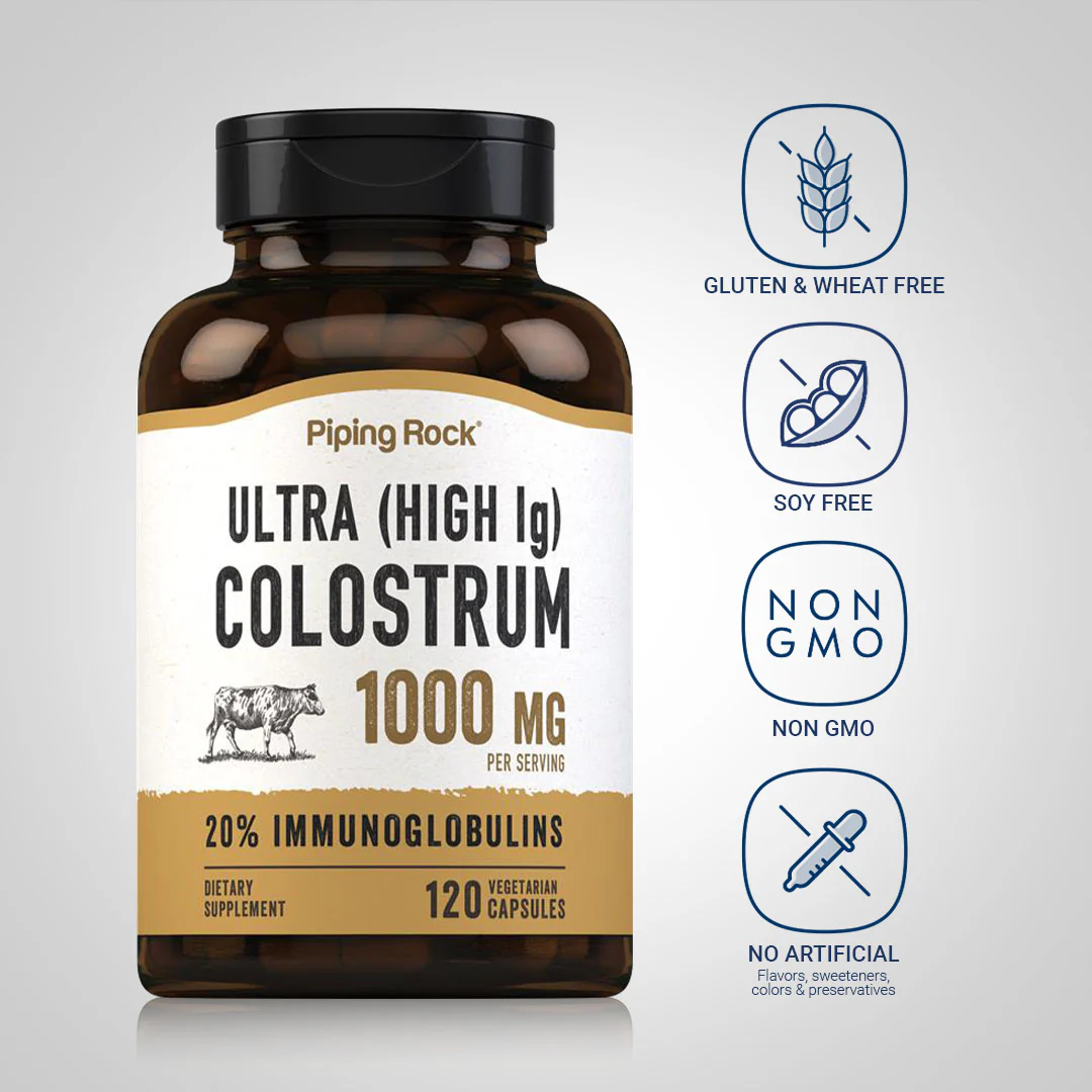 Ultra Colostrum (High IG), 1000 mg (per serving), 120 Vegetarian Capsules, 2  Bottles - Image 5