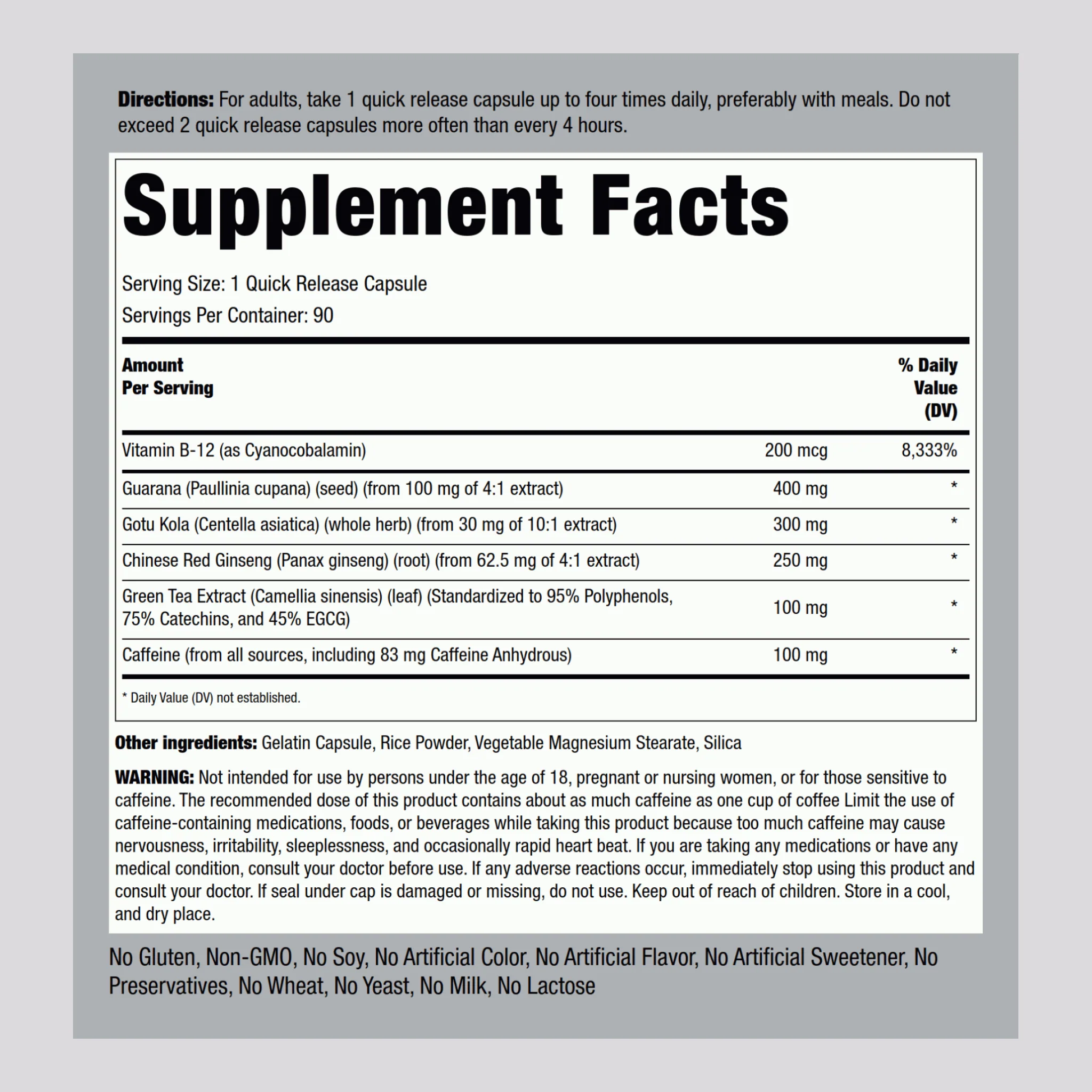 Ultra Energy Booster, 90 Quick Release Capsules - Image 2