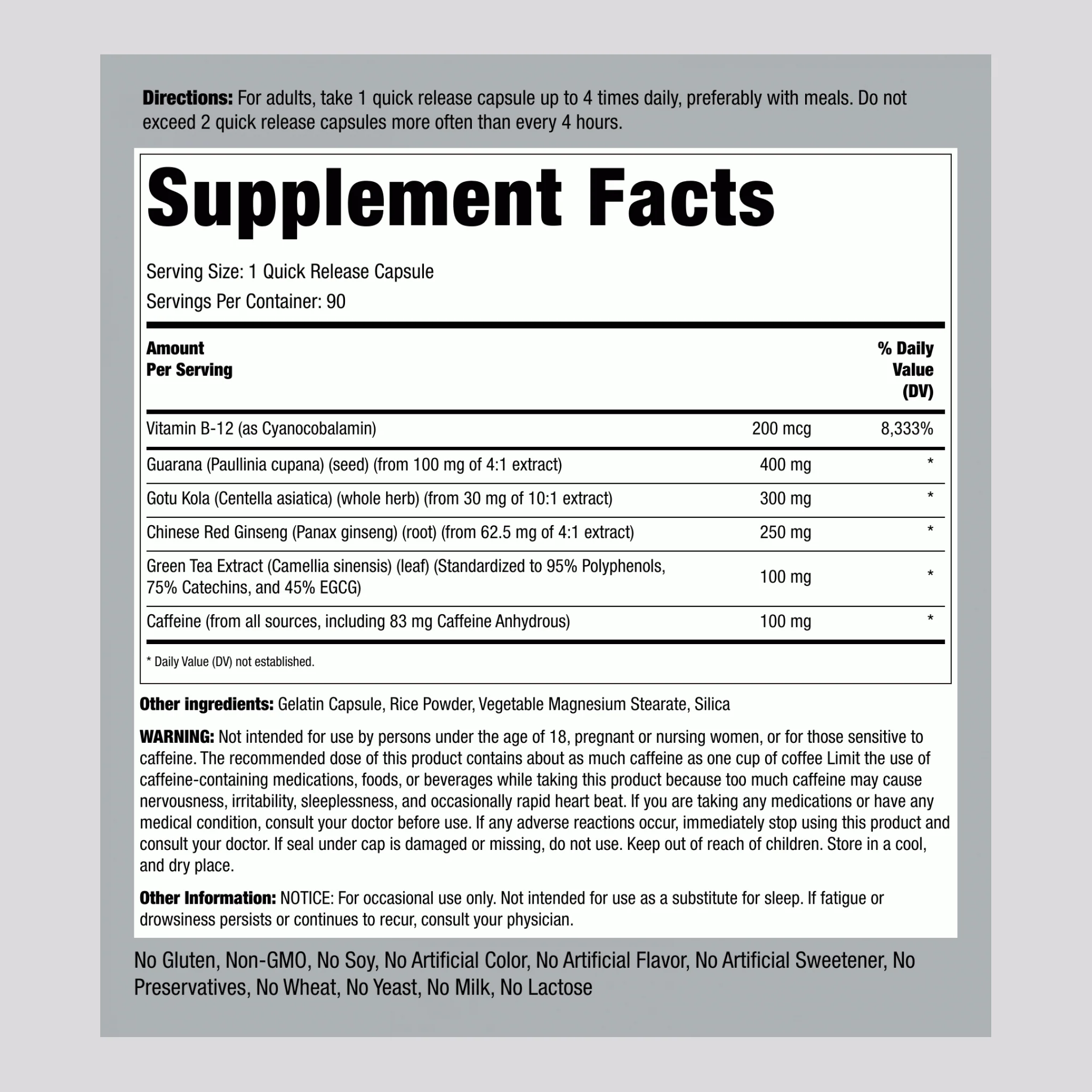 Ultra Energy Booster, 90 Quick Release Capsules, 2  Bottles - Image 2