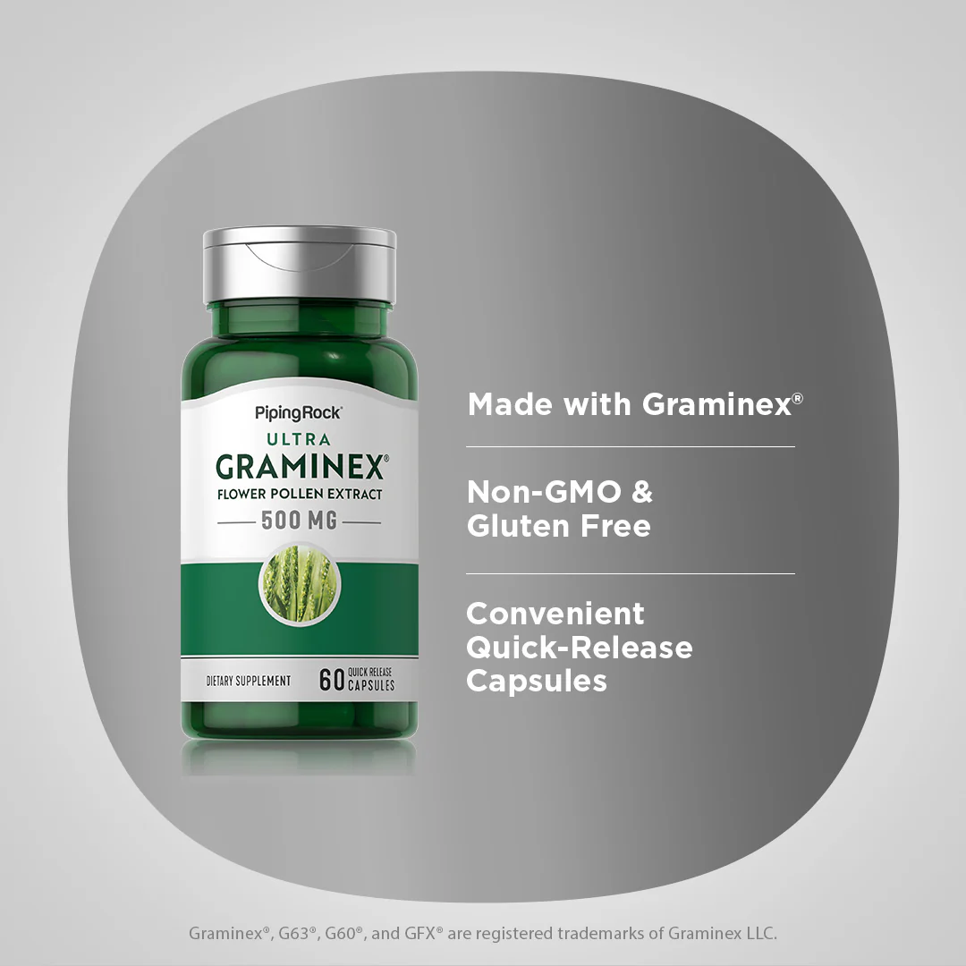 Ultra Graminex Flower Pollen Ext, 500 mg, 60 Quick Release Capsules - Image 4