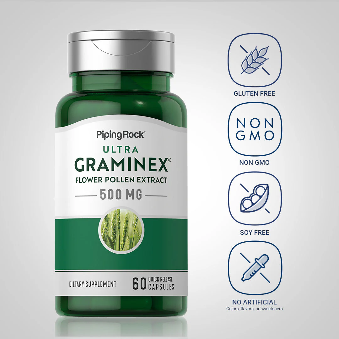 Ultra Graminex Flower Pollen Ext, 500 mg, 60 Quick Release Capsules, 2  Bottles - Image 5