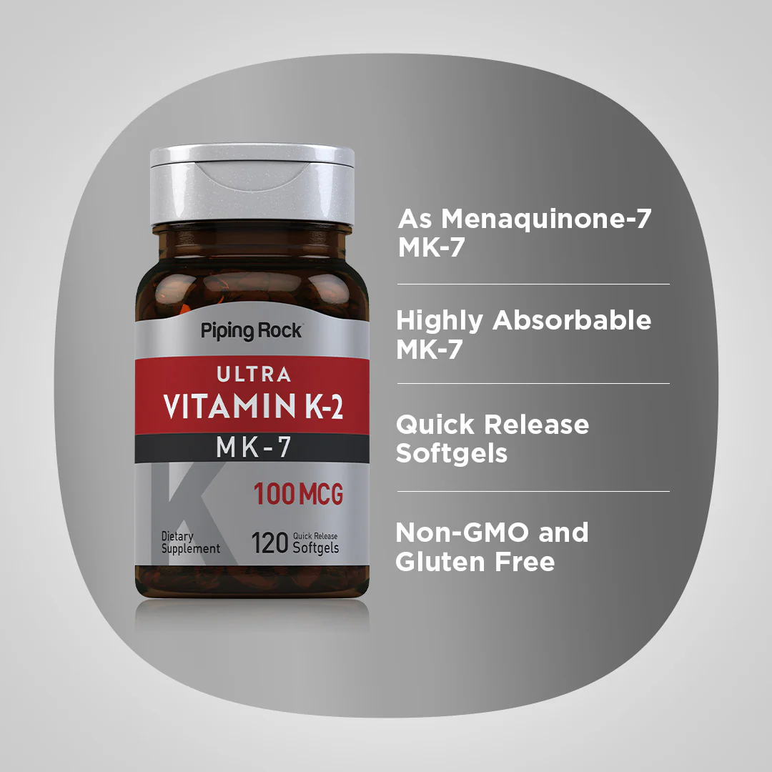 Ultra K2 with MK-7, 100 mcg, 120 Quick Release Softgels, 2  Bottles - Image 3