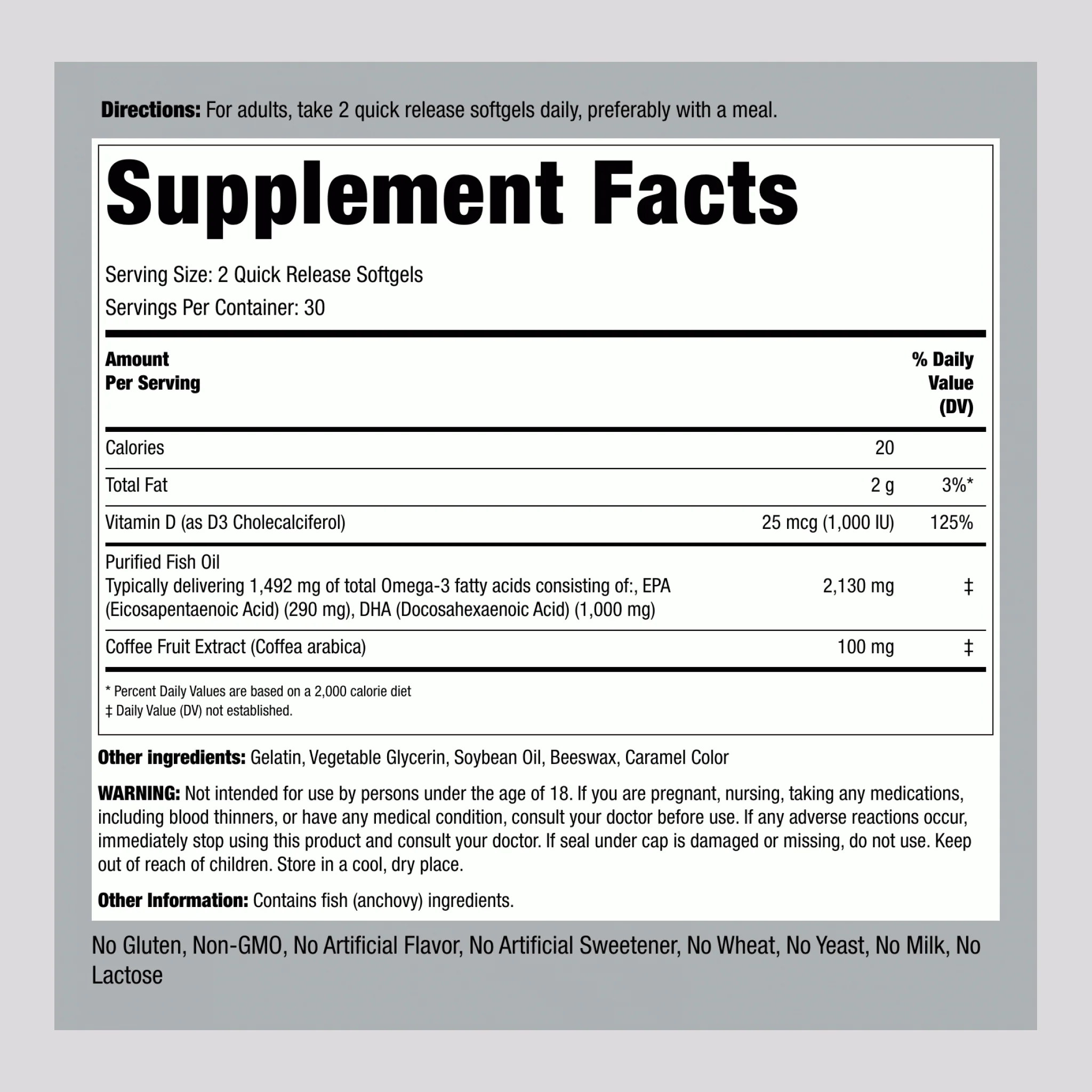Ultra Omega 3 plus D3, 60 Quick Release Softgels - Image 2
