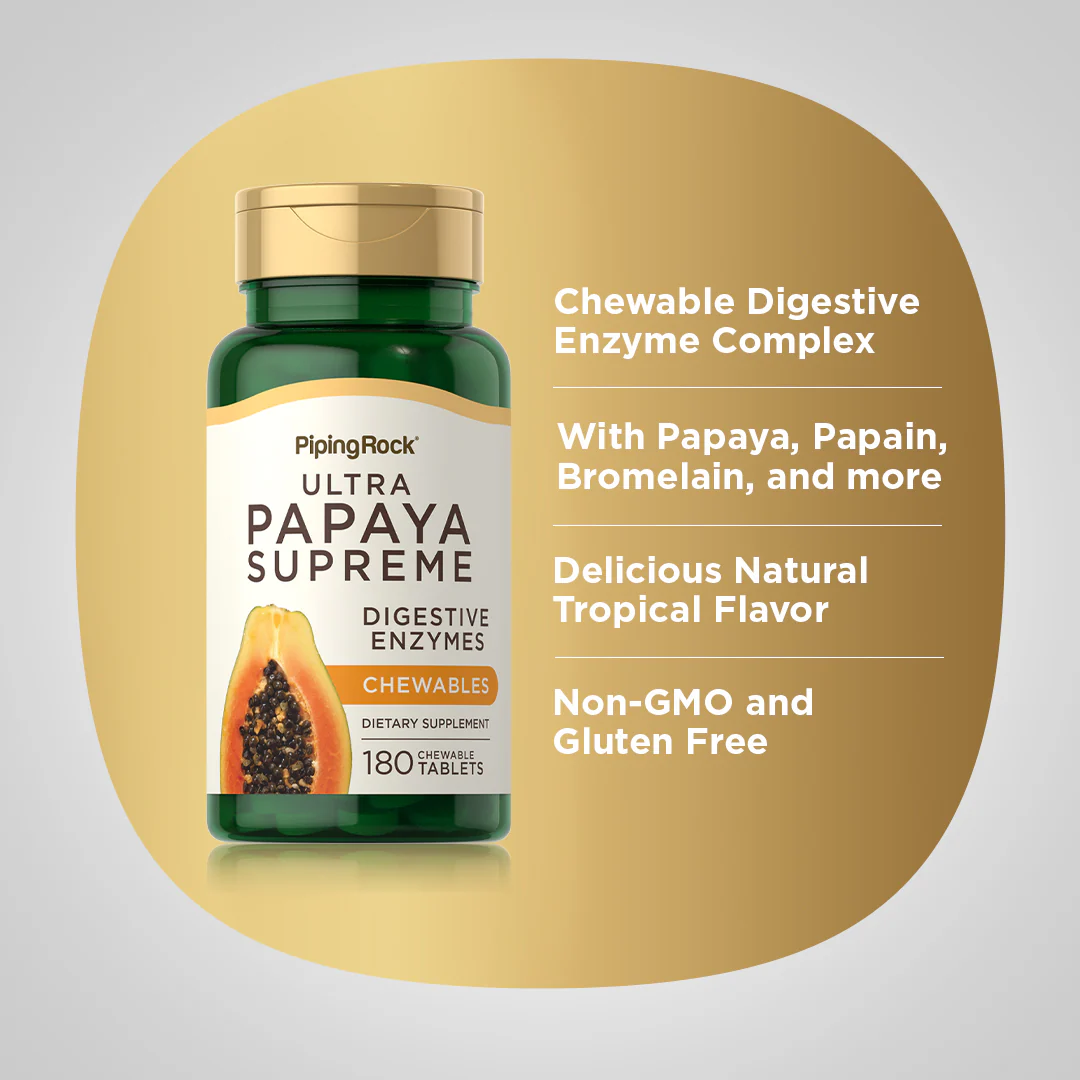 Ultra Papaya Enzyme Supreme, 180 Chewable Tablets - Image 5