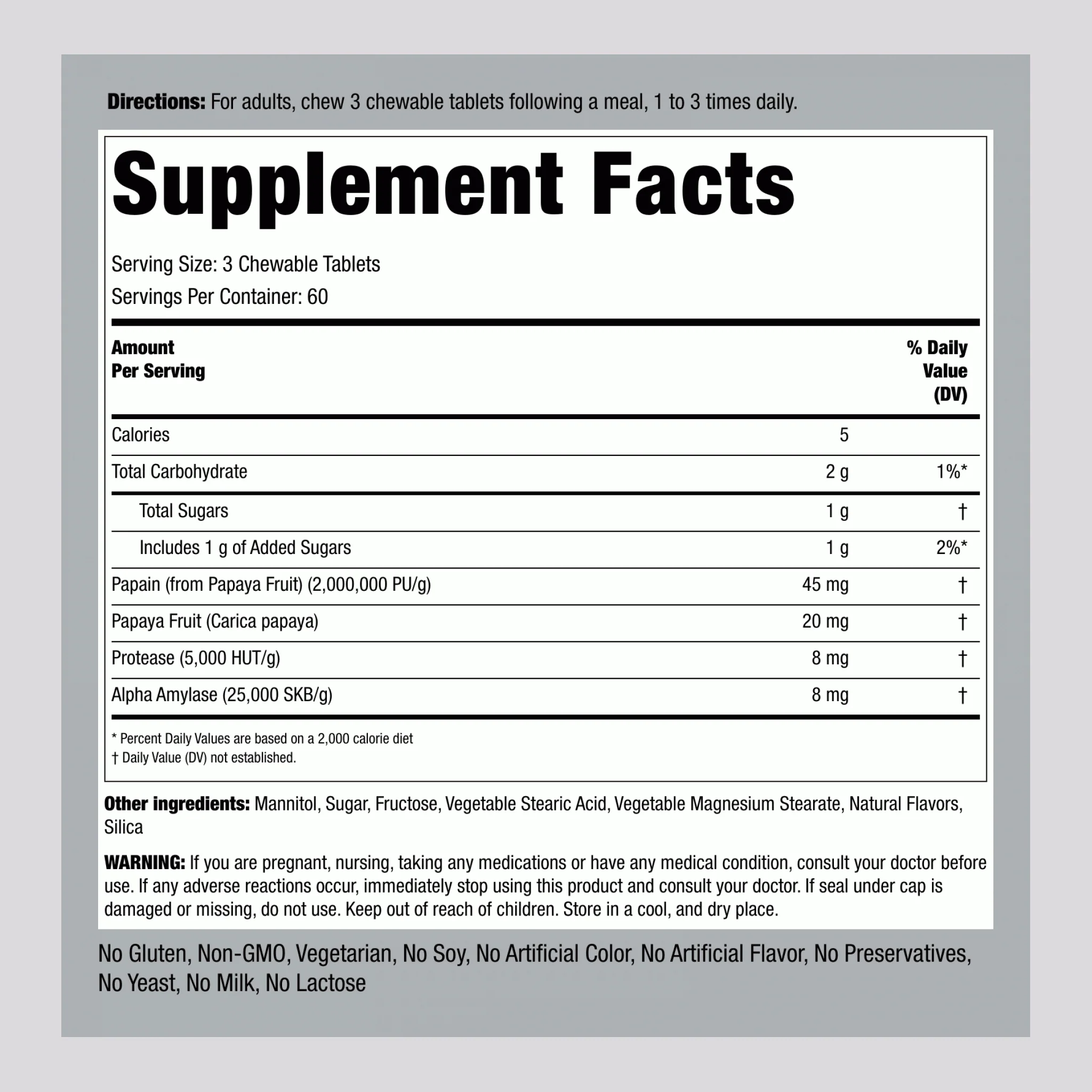 Ultra Papaya Enzyme Supreme, 180 Chewable Tablets, 2  Bottles - Image 2