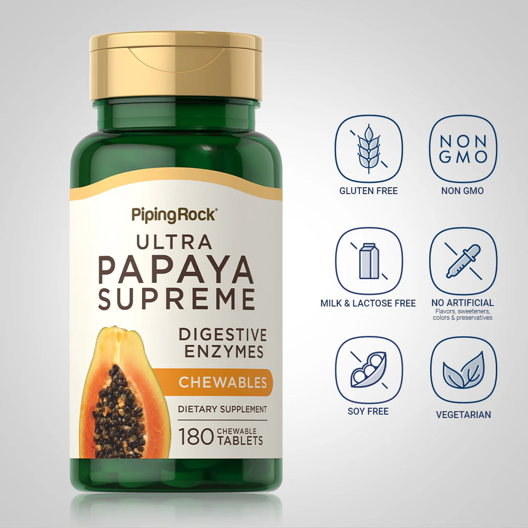Ultra Papaya Enzyme Supreme, 180 Chewable Tablets, 2  Bottles - Image 6