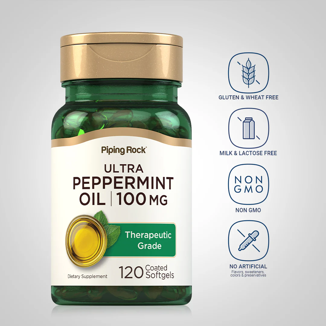Ultra Peppermint Oil (Enteric Coated), 100 mg, 120 Coated Softgels - Image 4
