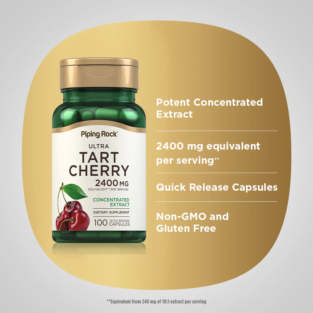Ultra Tart Cherry, 2400 mg (per serving), 100 Quick Release Capsules - Image 4