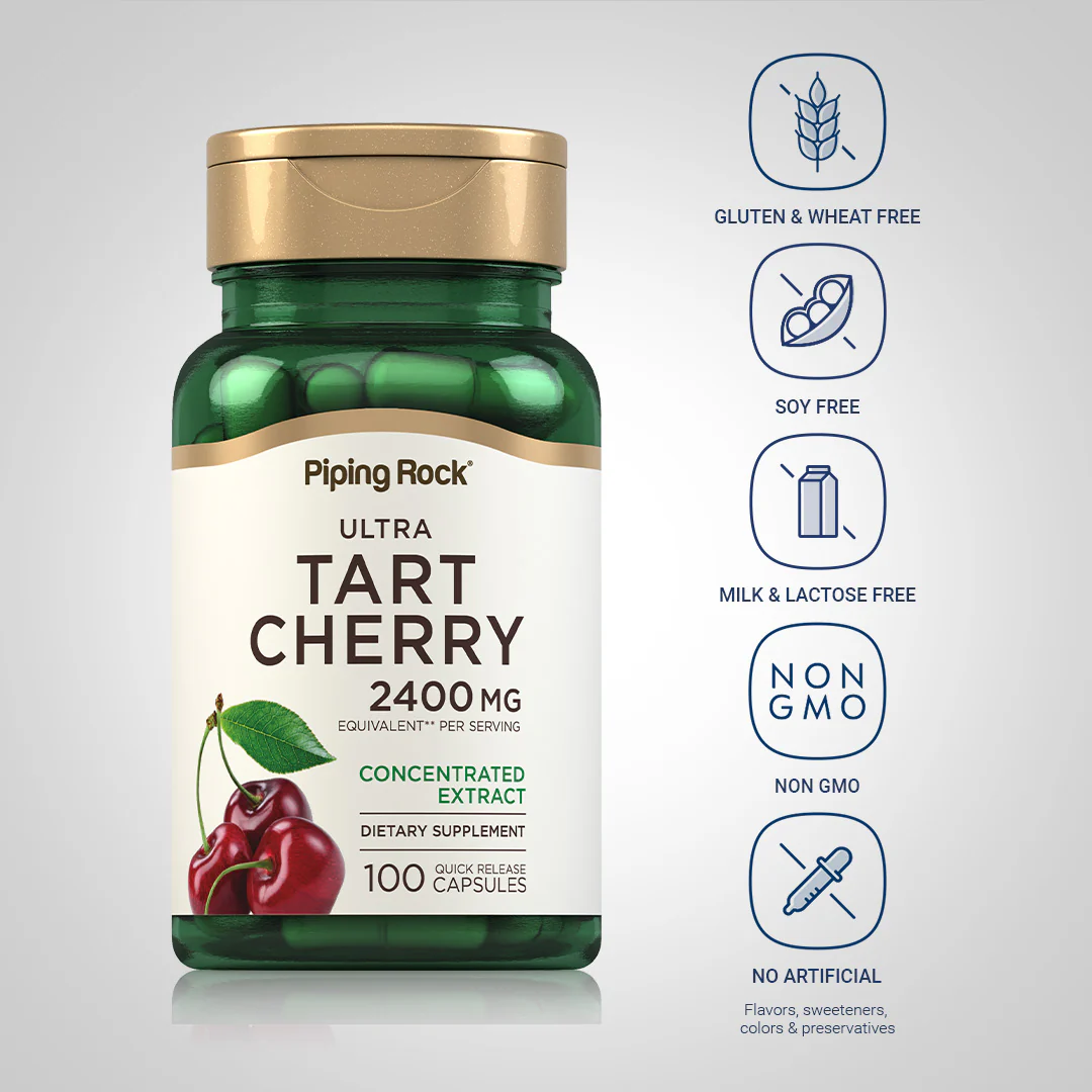 Ultra Tart Cherry, 2400 mg (per serving), 100 Quick Release Capsules - Image 5