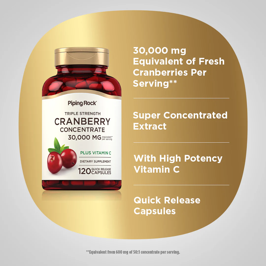Ultra Triple Strength Cranberry Plus C, 30,000 mg (per serving), 120 Quick Release Capsules - Image 4