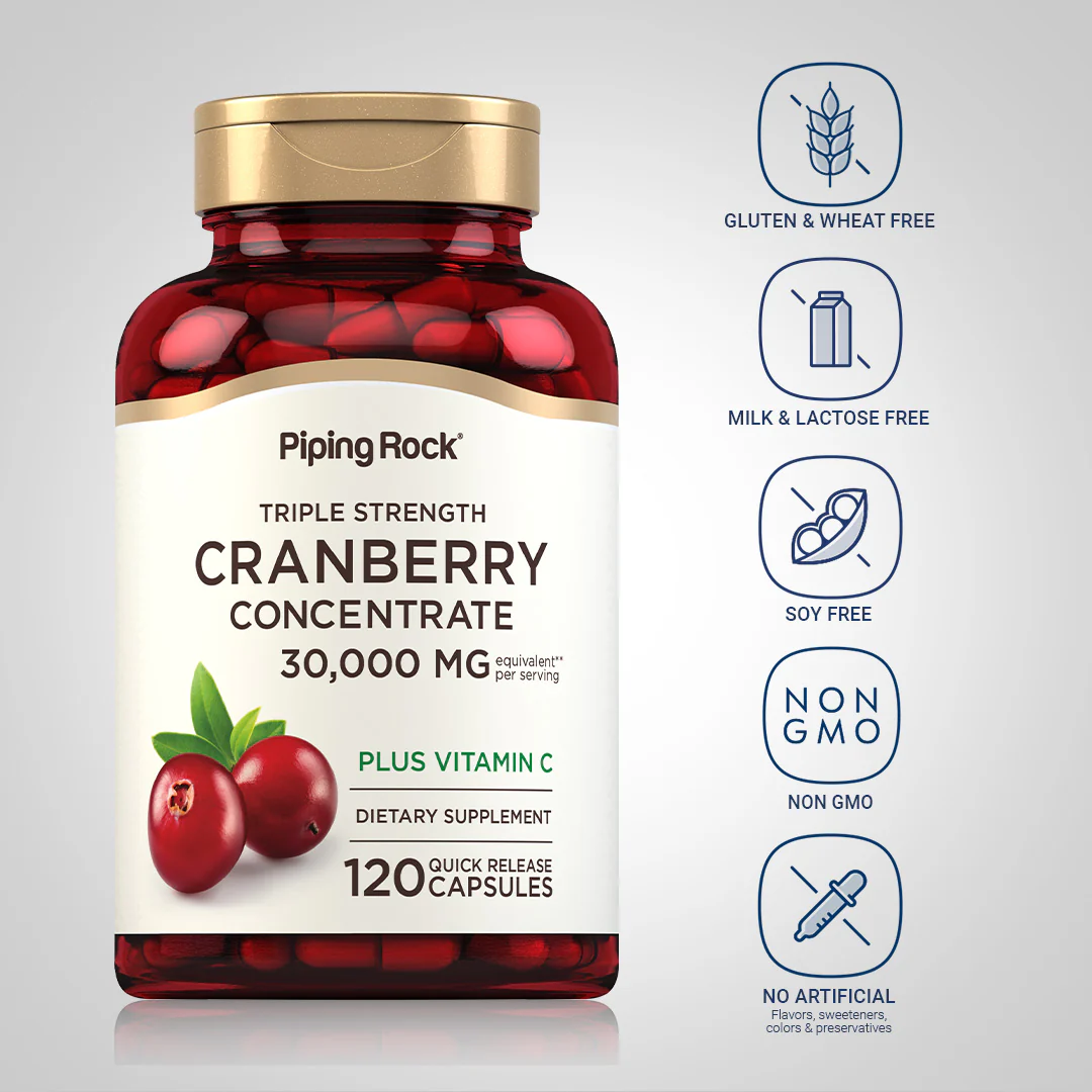Ultra Triple Strength Cranberry Plus C, 30,000 mg (per serving), 120 Quick Release Capsules, 2  Bottles - Image 5