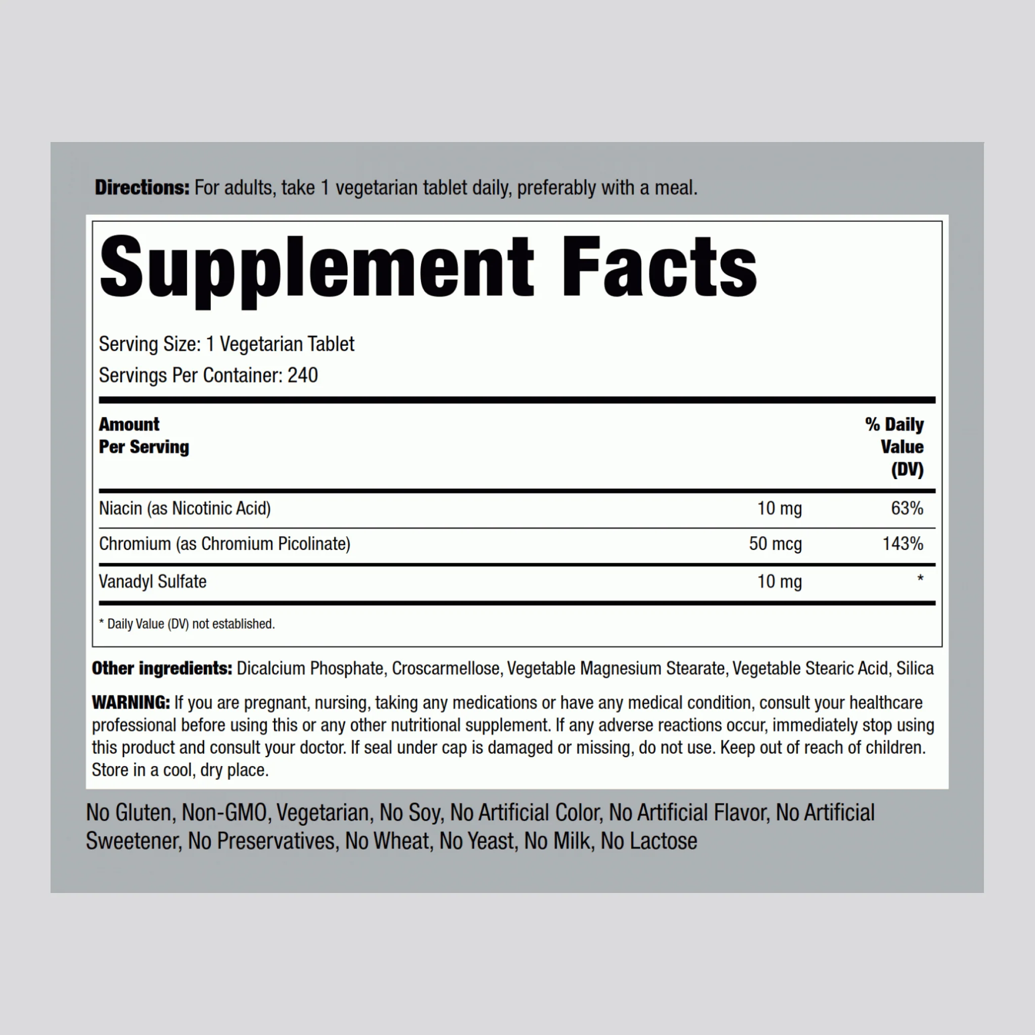 Ultra Vanadyl Complex (Vanadium), 10 mg, 240 Vegetarian Tablets - Image 3