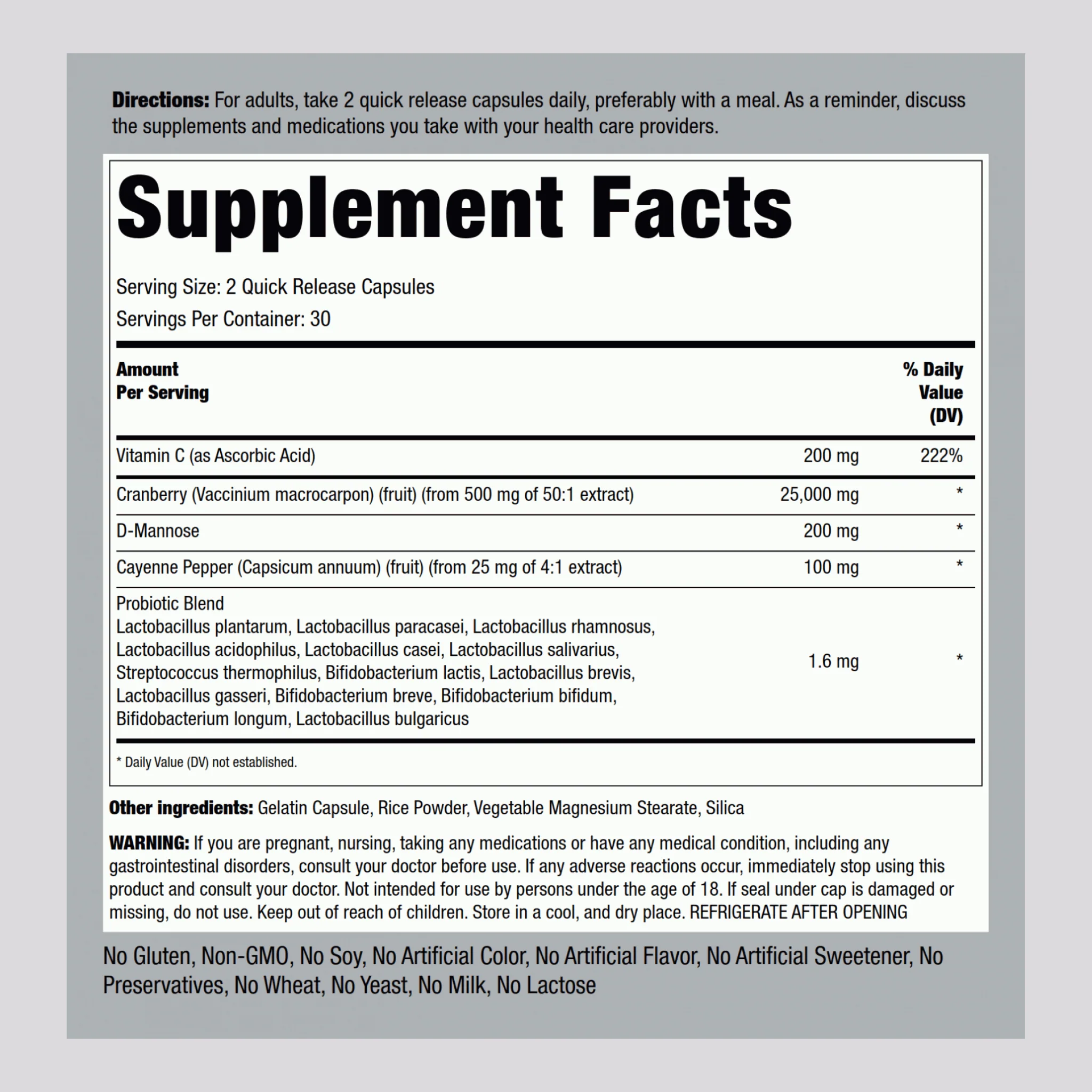 Urinary Tract Complex + D-Mannose & Cranberry, 60 Quick Release Capsules - Image 2