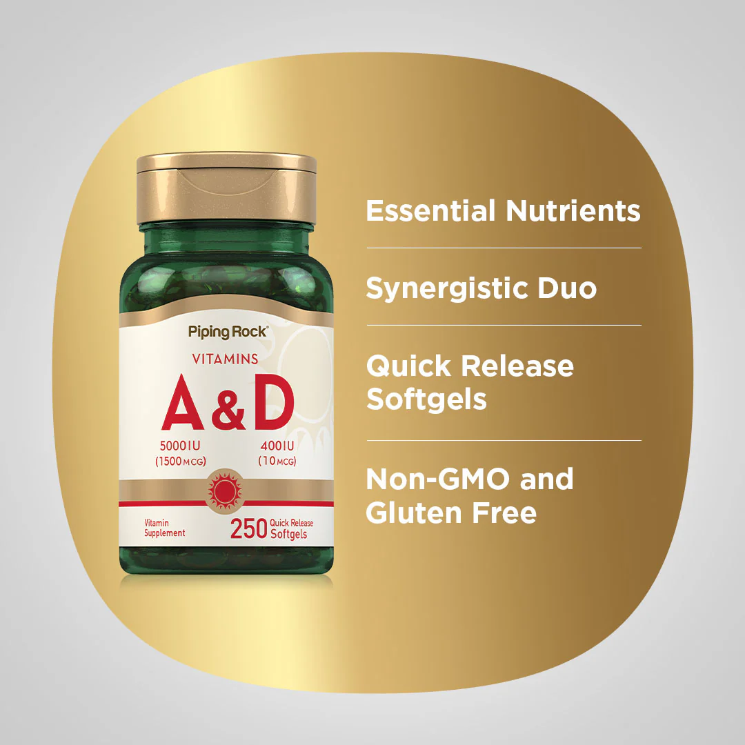 Vitamin A & D3, A 5,000 IU D-400 IU , 250 Quick Release Softgels - Image 4