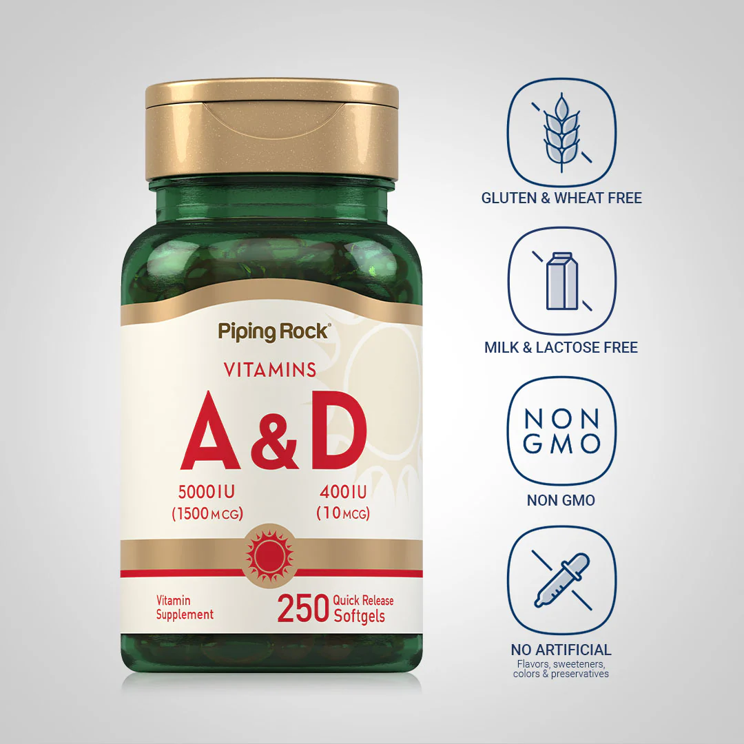 Vitamin A & D3, A 5,000 IU D-400 IU , 250 Quick Release Softgels - Image 5