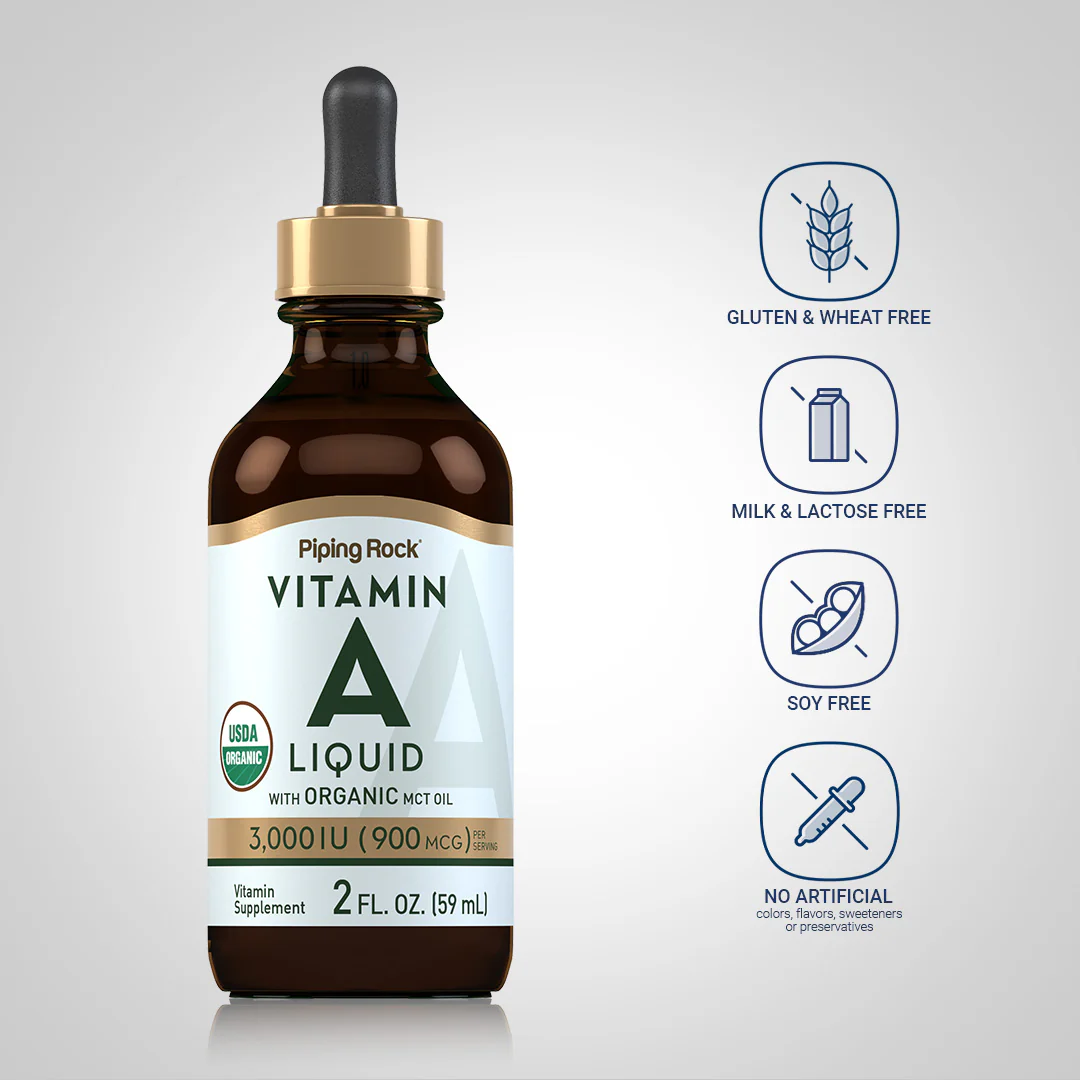 Vitamin A Liquid (Organic), 3000 IU, 2 fl oz (59 mL) Dropper Bottle, 2  Bottles - Image 4