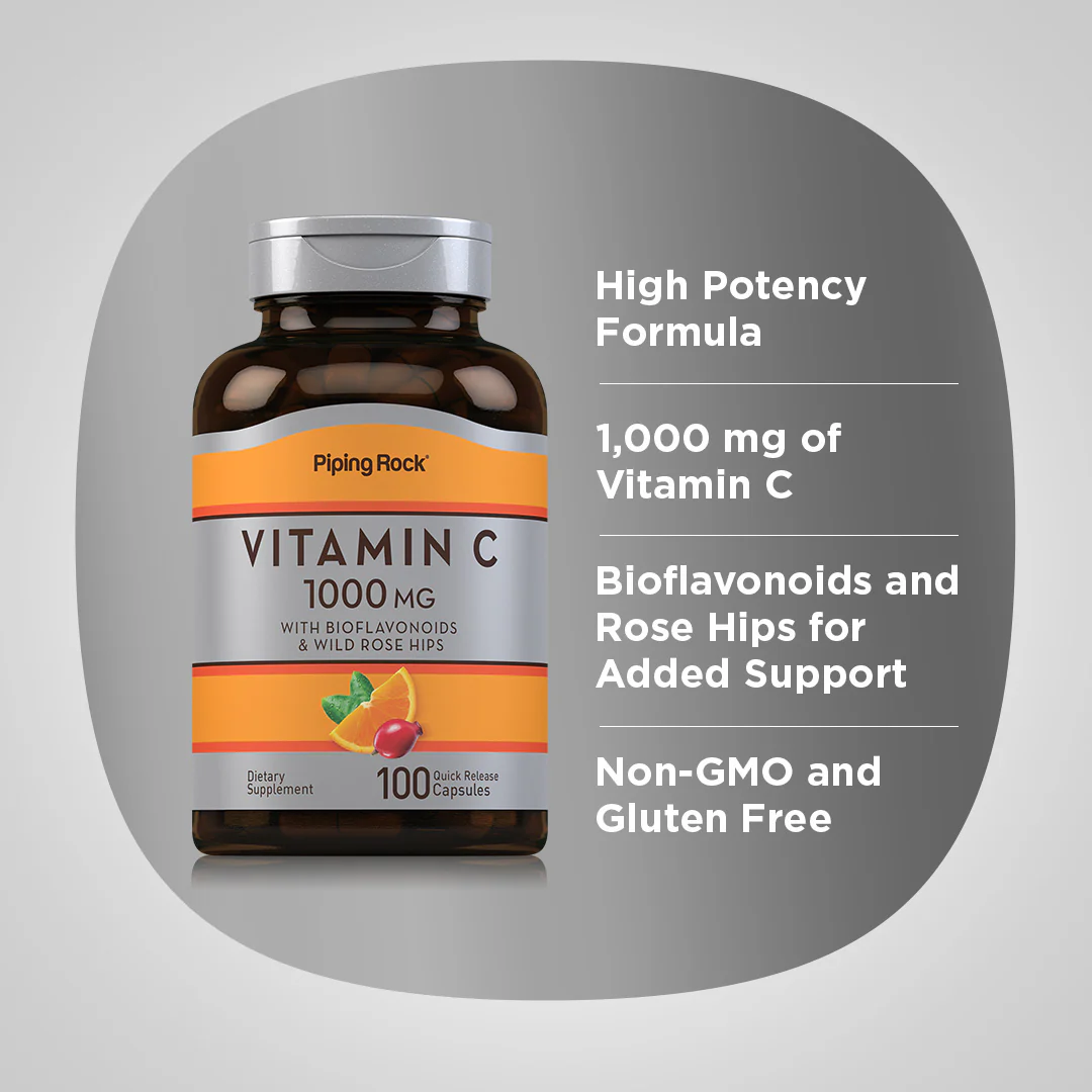 Vitamin C 1000 mg with Bioflavonoids & Rose Hips, 100 Quick Release Capsules - Image 4
