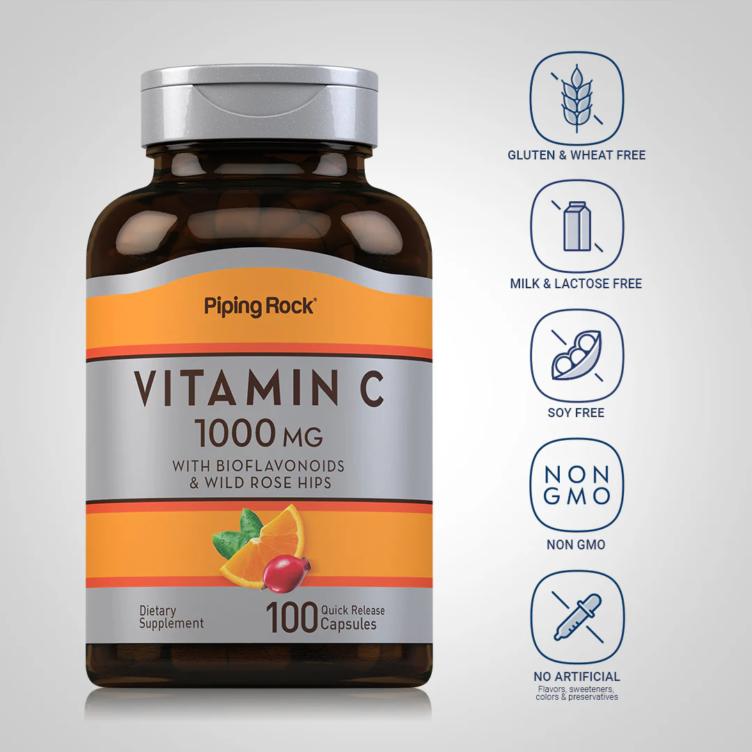 Vitamin C 1000 mg with Bioflavonoids & Rose Hips, 100 Quick Release Capsules - Image 5