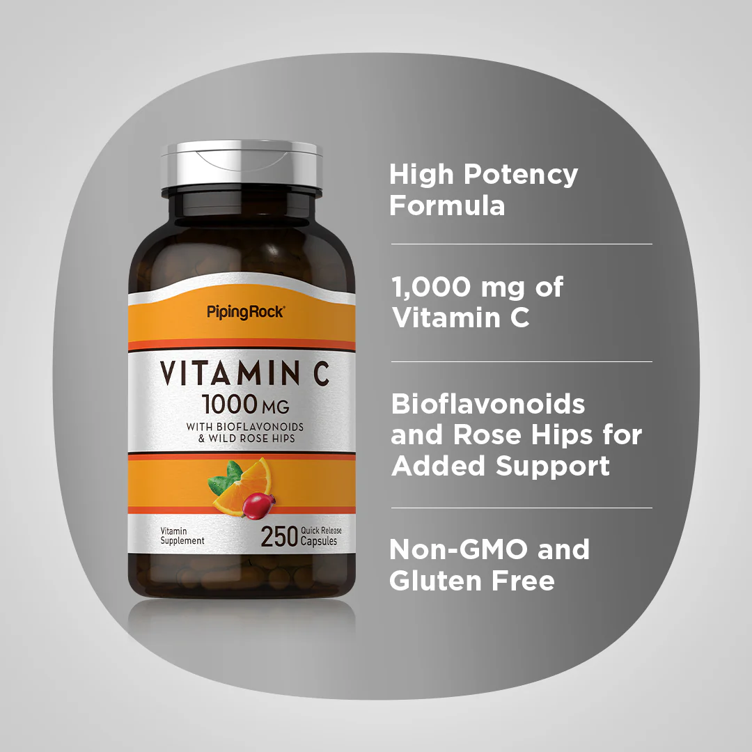 Vitamin C 1000 mg with Bioflavonoids & Rose Hips, 250 Quick Release Capsules - Image 4