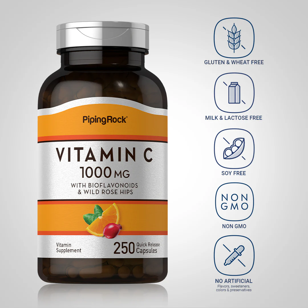 Vitamin C 1000 mg with Bioflavonoids & Rose Hips, 250 Quick Release Capsules - Image 5