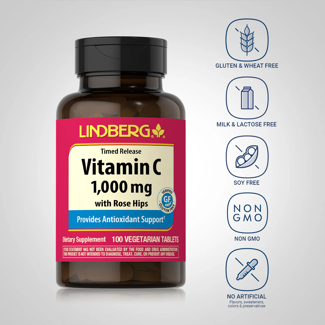 Vitamin C 1000 mg with Rose Hips (Timed Release), 100 Vegetarian Tablets - Image 5